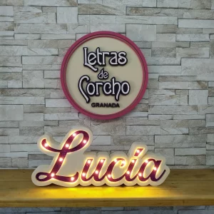 Nombre con luces y PURPURINA
